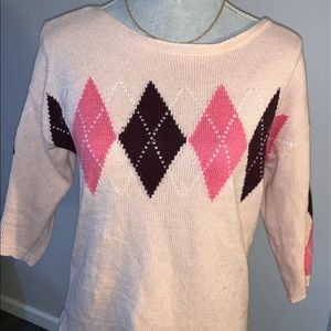 New York and Co Pink Argyle Sweater